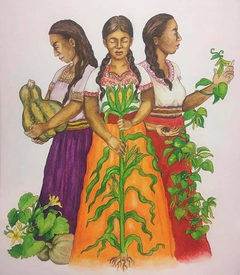 Farm Mural, Indigenous Education, Hispanic Culture, Creative Visualization, Farm Art, Three Graces, Triple Goddess, Creative Gardening, Mexican Art