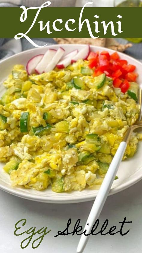 ZUCCHINI AND EGGS Eggs And Zucchini, Egg Zucchini, Zucchini Egg, Recipes Waffles, Breakfast Skillet Recipes, Sweet Breakfast Recipes, Sauteed Onions, Egg Skillet, Savory Breakfast Recipes