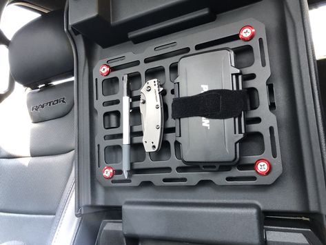 Center Console MOLLE Panel - Steel Tech Plate Installation Gmc Denali Truck, Denali Truck, Mini Trucks 4x4, Molle Panel, Gmc Denali, Ford Bronco Ii, Armoured Personnel Carrier, Off Road Trailer, Truck Mods