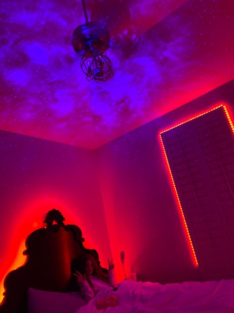 led light themed room with stars above ⚡️ #vibe #room #aesthetic #tiktok Vibe Rooms, Aesthetic Tiktok, Themed Room, Room Idea, Room Aesthetic, Room Themes, Bedroom Ideas, Led Light, Led Lights