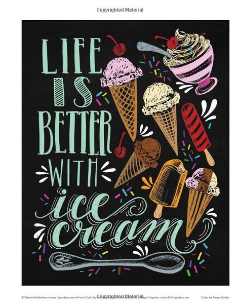 Colorful Chalk Art, Valerie Mckeehan, Summer Chalkboard Art, Chalk Markers Art, Summer Chalkboard, Ice Cream Logo, Ice Cream Menu, Ice Cream Business, Ice Cream Art