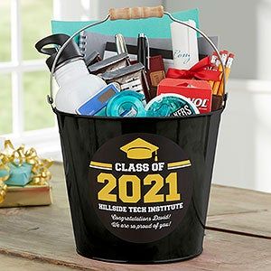 Personalized Treat Bags, Graduation Gift Bags, Wood Card Box, Bucket Gifts, Personalization Mall, Graduation Year, Wood Card, Class Of 2023, Metal Bucket