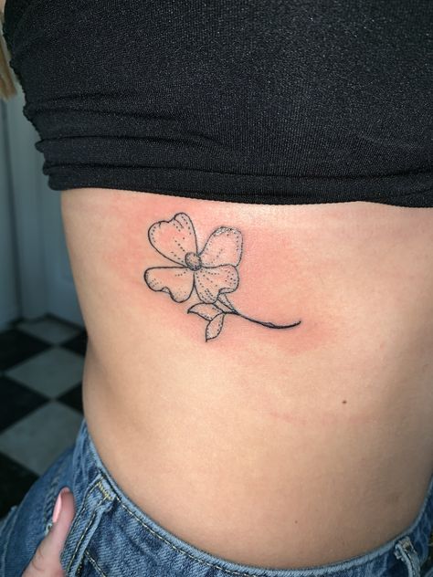 Dogwood Tattoos, Tree Tatoos, Flower Rib Tattoo, Dogwood Flower Tattoo, Dogwood Tattoo, Dogwood Flower Tattoos, Flower Tattoo On Ribs, Dogwood Tree, Dogwood Flower