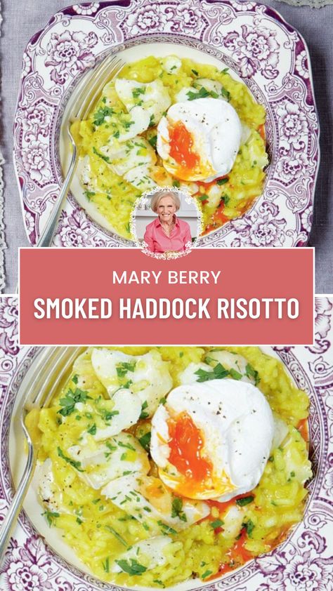 Mary Berry Smoked Haddock Risotto Smoked Haddock Risotto, Smoked Haddock Recipes, Garlic Curry, Rice And Eggs, Haddock Recipes, Pizza Rice, Smoked Haddock, Mary Berry Recipes, Mary Berry Recipe