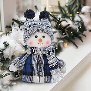 FRJINIE Cute Snowman Plush Knit Doll,Christmas Handmade Gift Christmas Decorations Indoor Christmas Snowman Figurines for Home Winter for Table Top Cute Christmas Snowman Figurines Gifts Holidays Crafts, Christmas Decorations Indoor, Festival Atmosphere, Knit Doll, Sock Snowman, Snowman Craft, Snowman Decor, Snowman Figurine, Santa Figurines