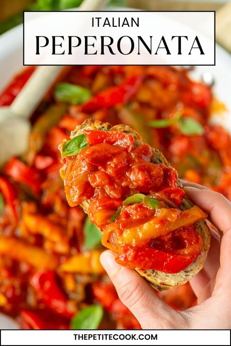 Discover the vibrant flavors of peperonata - This classic Italian sweet peppers recipe is a fantastic veggie side dish for any occasion. Carmen Italian Sweet Pepper Recipes, Pepperonata Bruschetta, Recipes With Sweet Peppers, Sweet Peppers Recipe, Sweet Pepper Recipes, Veggie Side Dish, Veggie Meal, Veggie Side Dish Recipes, Vegetable Recipe