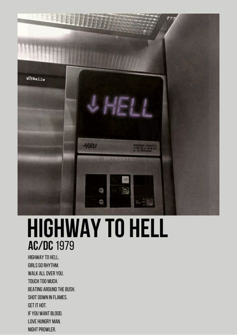 Highway to hell poster Acdc Songs, Grunge Posters, Things I Need To Buy, Highway To Hell, Polaroid Poster, Playlist Covers, Music Posters, Music Mood, Music Wall