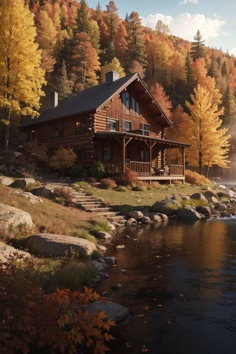 Cabins And Cottages Interior, Cabin In The Woods Aesthetic, Cabin In The Forest, Cozy Cabin In The Woods, Dream House Aesthetic, Mountain Cabins, Cabin Aesthetic, Log Cabin Ideas, Chalet Design