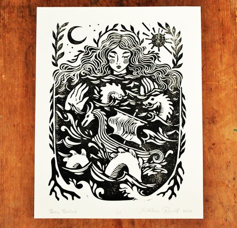 Viking Folk Art, Folk Art Linocut, Folk Linocut, Block Printing Ideas Design, Lino Art Ideas, Linocut Art Ideas, Block Printing Ideas, Linocut Prints Art, Folklore Illustration