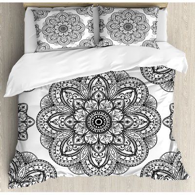 Ambesonne Mandala Ornate Pattern of Mandala with Symmetrical Shape and Tiles Arabesque Persian Image Duvet Set Size: King Mandala Duvet Cover, Xmas Theme, Black Duvet Cover, How To Dress A Bed, Ruffle Bedding, Reversible Duvet Covers, Duvet Cover Pattern, Coverlet Set, Size King