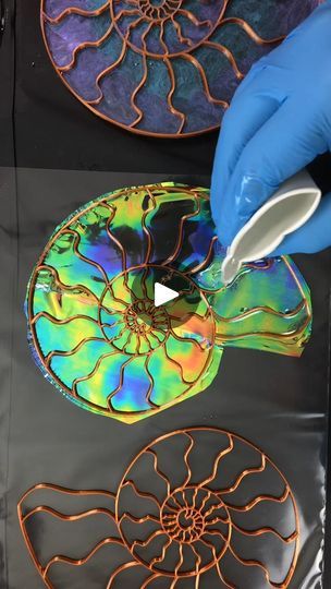 963K views · 4.1K reactions | Irridescent Ammonite with angelina film.  Cool resin art coaster.  Great sun catcher! #angelinafilm #ResinArt #windowart #coasters #coasterart | Pour Away Fluid Arts Art Coaster, Coaster Art, Window Art, Sun Catcher, Fluid Art, First Aid, Resin Crafts, Resin Art, Coasters