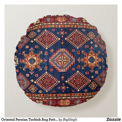 Oriental Persian Turkish Rug Pattern Round Pillow Persian Fabric, Photography Pillow, Antique Persian Carpet, Elephant Tapestry, Antique Gifts, Flying Carpet, Round Throw Pillows, Cat Throw Pillow, Cat With Blue Eyes