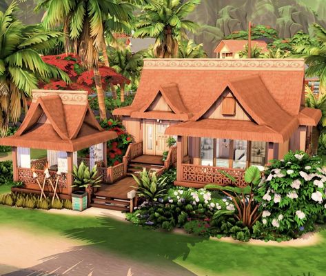 Sims 4 Sulani House Ideas, Tropical House Sims 4, Boho Dreams Reshade Sims 4, Island House Sims 4, Sims Sulani Houses, Sims 4 Sulani House, Sims 4 Sulani House Plan, Sulani House, Sulani Homes Sims 4