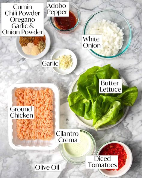 Adobo Chicken Tacos Lettuce Wraps Adobo Chicken Tacos, Lettuce Boats, Lettuce Boat, Lettuce Tacos, Taco Lettuce Wraps, Bariatric Friendly Recipes, Adobo Chicken, Ground Chicken, Chicken Tacos