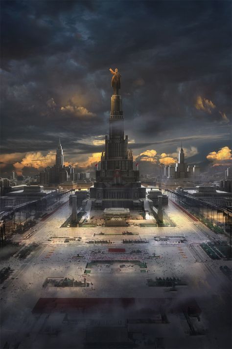 Perang Dunia Ii, Union Of Soviet Socialist Republics, Propaganda Art, Soviet Art, Fantasy City, Alternate History, Futuristic Art, Futuristic City, Futuristic Architecture