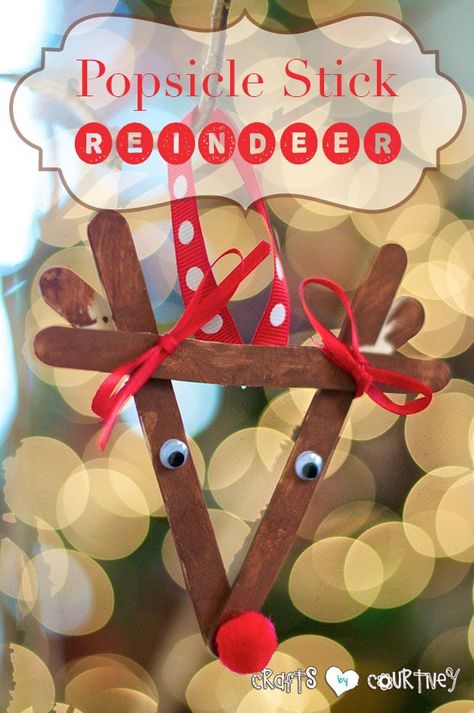 Popsicle Stick Ornaments, Christmas Ornaments Diy Kids, Reindeer Ornament, Kids Christmas Ornaments, Christmas School, Preschool Christmas, Popsicle Stick, Popsicle Sticks, Christmas Crafts For Kids