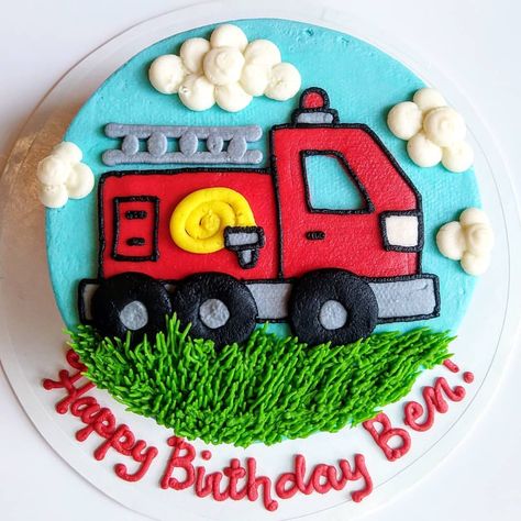 Cute little firetruck cake . . . . . . . #buttercreamdrawing #firetruckcake #buttercreamlove #arkansasbakery #arkansascakedecorator… | Instagram Firetruck Birthday Cake Buttercream, Firetruck Cake Design, Fire Truck Cake Ideas, Fire Truck Smash Cake, Firetruck Birthday Cake, Fire Truck Birthday Cake, Fire Truck Cake, Firetruck Cake, Truck Birthday Cakes