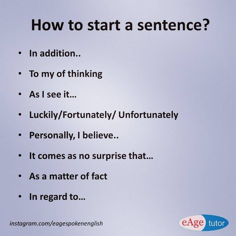 Ways to Start Sentences #start #sentences #englishlearning #eagespokenenglish English Vocab, Spoken English, English Writing Skills, Grammar Lessons, English Idioms, Words To Use, A Sentence, Learn English Vocabulary, Book Writing Tips