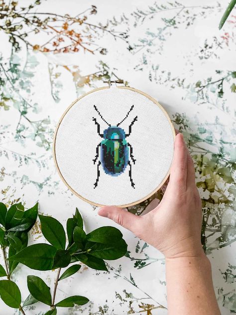 Beetle Cross Stitch, Bug Cross Stitch, Open Tattoo, Bug Wings, Insect Cross Stitch, Home Palette, Bug Party, Bug Tattoo, Cross Stitch Tutorial