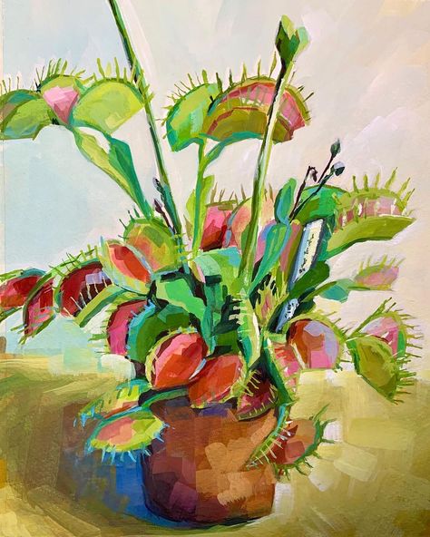 Venus Fly Trap Halloween, Surreal Art Painting, Trap Art, Fly Trap, Venus Fly Trap, Plant Painting, School Art Projects, Cute Doodle Art, Costume Contest