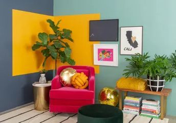 Colour Blocking Interior, Ruangan Studio, Bedroom Wall Designs, Interior Design Color, Bedroom Wall Paint, Wall Paint Designs, Inspired Living, House Interior Decor, Blue Walls