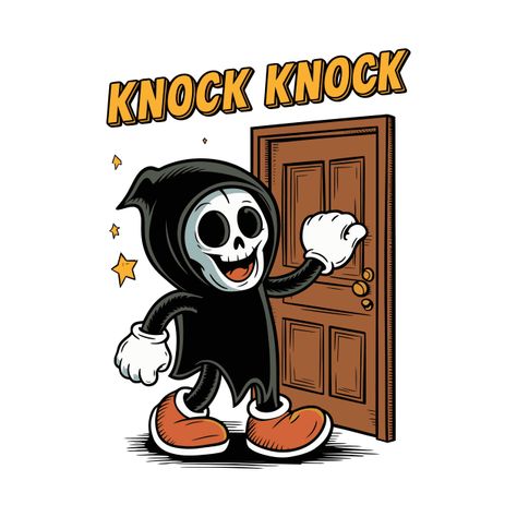 Check out this awesome 'Funny+Grim+Reaper+Knocking+On+A+Door' design on @TeePublic! Funny Grim Reaper, Funny Tshirt Design, Music Humor, Funny Movies, Pride Tshirts, Funny T Shirts, Kids Stickers, Grim Reaper, Black Artists