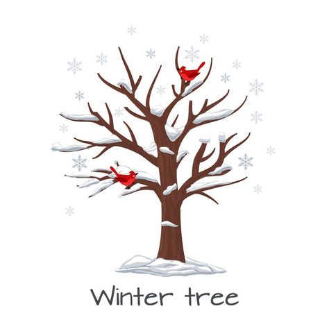 Winter tree with birds. season nature, s... | Free Vector #Freepik #freevector #tree #winter #snow #bird Winter Tree Drawing, Birds Vector, Pine Tree Silhouette, Nature Snow, Wood Snowflake, Christmas Landscape, Christmas Tree Branches, Blue Christmas Tree, Plant Vector