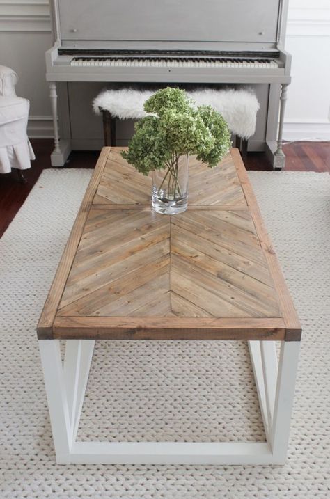 Herringbone Coffee Table, Koti Diy, Coffee Table Farmhouse, Modern Farmhouse Living Room, Diy Coffee Table, Farmhouse Decor Living Room, Cool Coffee Tables, Diy Coffee, Coffee Table Design