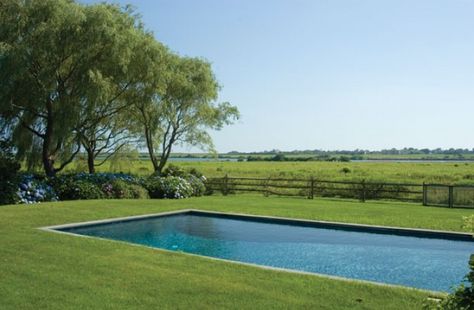 Pool Far From House, Pool Surrounded By Lawn, Pool Country House, Country Farmhouse Backyard, Backyard Patio Diy, Farm Pool, Country Pool Landscaping, Country Pool, Pool Ideas Backyard