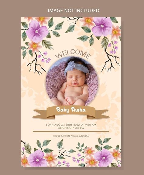 Vector an elegant template design of bir... | Premium Vector #Freepik #vector #baby-girl #born #baby-birth #baby-born New Borned Baby Girl, Baby Girl Template, Baby Born Card, Girl Template, Elegant Template, Baby Born, Morning Flowers, Baby Birth