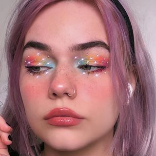 Rhinestone Face, Butterfly Rhinestone, Pride Makeup, Barbie Makeup, Eye Look, Face Stickers, Pride Month, Pretty Makeup, Creative Makeup