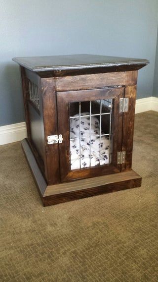 Dog Kennel End Table : 13 Steps (with Pictures) - Instructables Dog Kennel End Table, End Table Plans, Table 13, How To Apply Polyurethane, Diy Dog Kennel, Horse Fencing, Dog Kennels, Dark Walnut Stain, Best Build