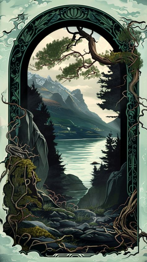 Immerse yourself in the beauty of nature with our collection of Art Nouveau landscape paintings. Each piece captures scenic and picturesque views of mountains, oceans, and forests, blending the elegance of Art Nouveau with the tranquility of the natural world.  Our high-definition artworks are perfect for adding a touch of serenity and sophistication to any space. Discover the harmonious blend of flowing lines, intricate details, and vibrant colors that bring these enchanting landscapes to life. Explore our collection and bring the magic of nature into your home. Art Nouveau Forest, Art Nouveau Print, Art Nouveau Landscape, Cool Wallpapers Art, Fantasy Art Landscapes, Etsy Art, Fantasy Landscape, Cool Wallpaper, Intricate Details