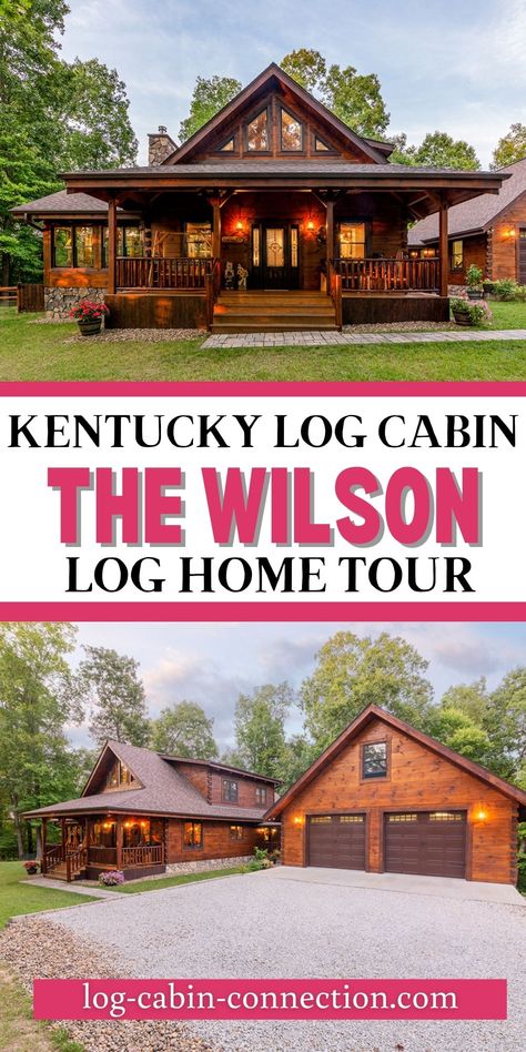 The Kentucky Wilson log cabin is the home of your dreams with modern additions in a country chic design ideal for a small family! Small Rustic Cabin Plans With Loft, Log Cabin Dream Home, Building A Log Cabin Diy, Log Cabin Style Homes, Log Cabin Home Plans, Cabin Building Ideas, Camp Floor Plans, Modern Log Cabin Homes, Simple Log Cabin Homes