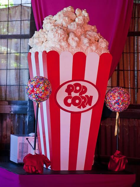 Crazy giant popcorn by tonywinardi, via Flickr Popcorn Decorations Diy, Popcorn Prop Diy, Big Popcorn Garland, Large Popcorn Box Diy, Giant Popcorn Box Diy, Bollywood Theme Party Decoration, Big Popcorn Box Diy, Popcorn Decor, Popcorn Box Diy