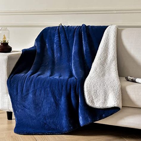 SOCHOW Luxury Sherpa Fleece Throw Blanket, 600GSM Ultra Soft and Warm Flash in The Light Plush Blanket for Bed Sofa Couch, Fall Winter and Spring, 60 × 80 Inches, Navy Blue Electric Throw Blanket, Couch Throw Blanket, Couch Blanket, Heated Blanket, Twin Blanket, Sherpa Throw Blankets, Couch Throws, Plush Throw Blankets, Soft Throw Blanket