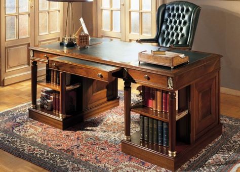 Provasi Modern Office Desk Design, Classic Office Design, Classic Office Furniture, Neoclassical Home, Italy Furniture, Guest Bedroom/office, Office Desk Designs, Classic Desk, Modern Office Desk