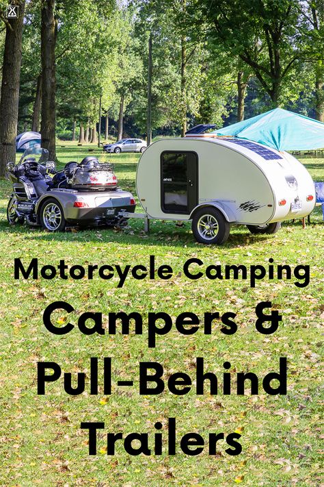 A Guide to Motorcycle Campers & Pull-Behind Trailers | KOA Camping Blog Motorcycle Tent Trailer, Motorcycle Camper Trailer, Pull Behind Motorcycle Trailer, Pull Behind Campers, Pull Behind Trailer, Best Pop Up Campers, Motorcycle Campers, Pop Up Campers, Motorcycle Camping Gear