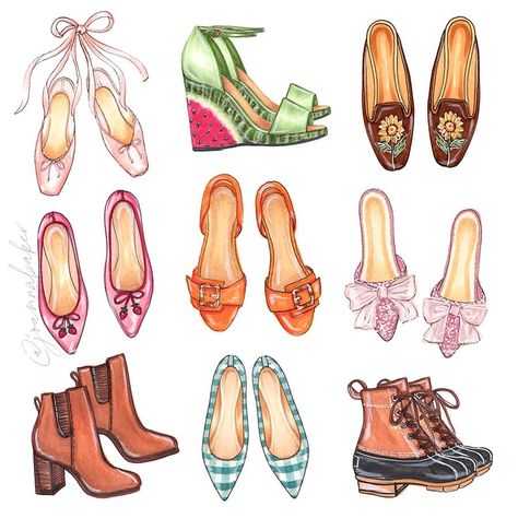 The shoes of 2023! 💕 All these little sketches can be found in the Favorite Things Calendar this year. There are only four calendars left… | Instagram Denim Fashion Illustration, Sketches Shoes, Little Sketches, Fashion Illustration Shoes, Accessories Design Sketch, Caricature Wedding, Gakuen Babysitters, Bracelet Craft, Fashion Drawing Tutorial