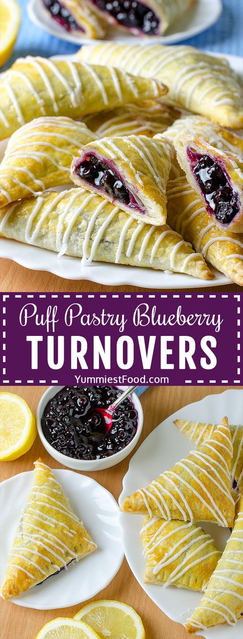 Puff Pastry Blueberry, Blueberry Turnovers, Easy Pastry, Pastry Puff, Blueberry Filling, Pastries Recipes Dessert, Turnover Recipes, Easy Puff, Puff Pastry Desserts