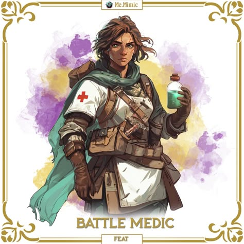 D&D 5e Homebrew Statblock for the Battle Medic character feat – designed by Me.Mimic enhancing characters’ abilities. Dnd Pickpocket, Medieval Medic, Dnd Healer, Battle Medic, Healer Character, Dnd Feats, Dnd Stat Blocks, Dnd Spells, Field Medic