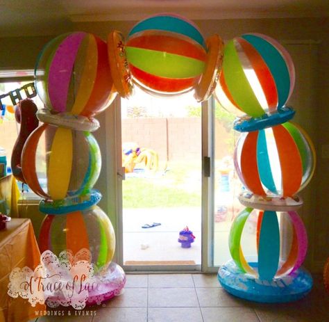 Birthday SPLASH - Birthday Party Beach Ball Arch Beach Ball Arch, Ball Arch, Beach Ball Party, Beach Theme Birthday, Combined Birthday Parties, Splash Party, Ball Ideas, Beach Birthday Party, Luau Theme Party