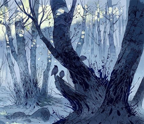 Fantasy Backgrounds Landscape, Minna Sundberg, 숲 사진, Stay Silent, Snowy Forest, Modern Art Paintings, Arte Inspo, Environment Concept Art, Environmental Art