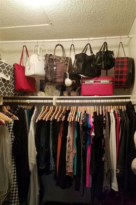 20+ Purses And Bags Closet | Purse Ideas Closet Hooks For Purses, Organizing Purses In Closet Small Spaces, Organizing Bags And Purses In Closet, Hooks In Closet Organization Ideas, Big Purse Organization, Hang Bags In Closet, How To Organize Bags And Purses, Hanging Bags In Closet, Hanging Purses In Closet