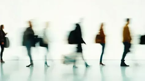 ↑↑↑ Larger size on website 🔸 The image shows a group of people walking in a white space. They are all blurred, creating a sense o Not Fitting In, Blurred People Walking, Wild Posting, Blurred People, Figure In Motion, Figures In Motion, Puma Speedcat, Walking Art, Motion Photography