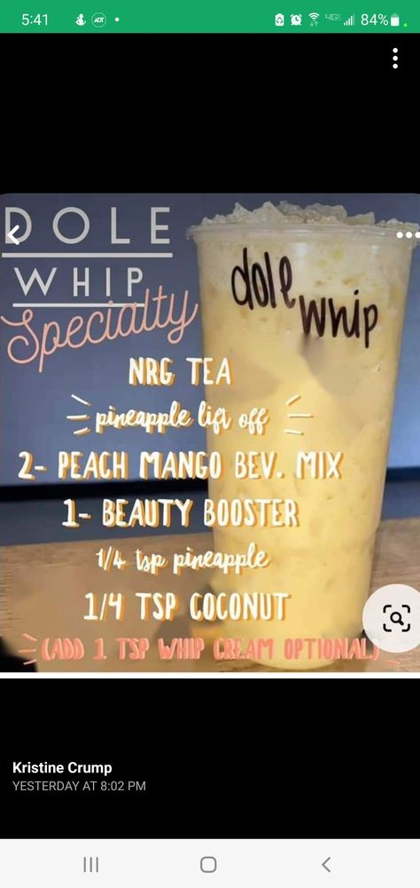 Pineapple Loaded Tea Recipes, Whipped Herbalife Tea, Dole Whip Loaded Tea, Dole Whip Loaded Tea Recipe, Loaded Teas Recipes, Peach Mango Beverage Mix Herbalife Tea Recipes, Loaded Peach Teas Recipes Herbalife, Loaded Teas With Banana Flavor, Loaded Tea Recipes Diy Without Herbalife