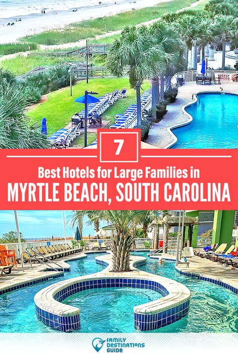 Want ideas for a family vacation to Myrtle Beach, South Carolina? We’re FamilyDestinationsGuide, and we’re here to help: Discover Myrtle Beach’s best hotels for large families - so you get memories that last a lifetime! #myrtlebeach #myrtlebeachvacation #myrtlebeachlargefamilies #familyvacation Mrtyle Beach, Myrtle Beach Family Vacation, Myrtle Beach Things To Do, Myrtle Beach Photography, Myrtle Beach Trip, Myrtle Beach Restaurants, Myrtle Beach Boardwalk, Myrtle Beach Resorts, Myrtle Beach Hotels