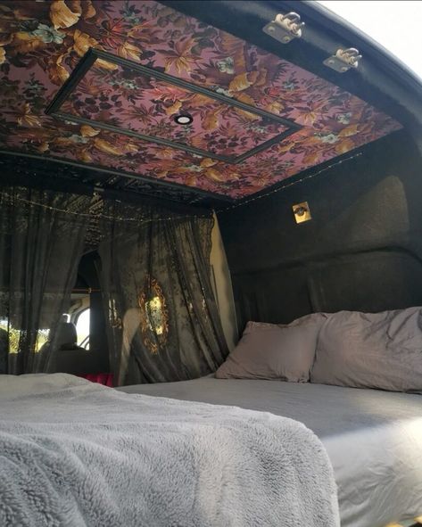 Gothic Camper Interior, Witchy Camper Interior, Gothic Camper, Moody Rv Interior, Camper Dark Interior, Goth Rv Interior, Witchy Camper, Goth Rv, Witchy Van Life