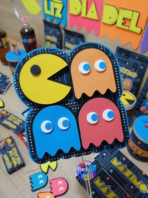 Mens Birthday Party, Pac Man, Man Birthday, Cake Topper, Cake Toppers, Birthday Parties, Birthday Party, Cake, Birthday