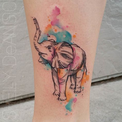 Not such how I want mine to be colored yet...??? Shock Tattoo, Colorful Elephant Tattoo, Tattoo Elephant, Elephant Tattoo Design, Elephant Tattoo, Watercolor Elephant, Unique Tattoo Designs, Elephant Tattoos, Abstract Tattoo